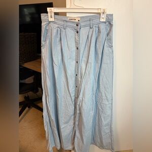 Size Medium Pistola Light Blue Button-Front Maxi Skirt 100% cotton from lulus